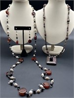 Natural Stone Necklaces & Earrings, includes HDNY