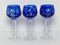 Cobalt Cut to Clear Cordials- Lot of 3