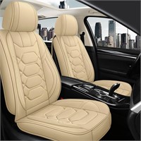 Leather Car Seat Covers Front Pair  Beige