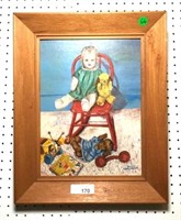 Child with Toys Painting on Board by Zelma