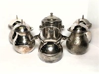 Metal Lidded Canisters, Double Spout Pitcher