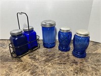 5 PC COBALT BLUE SHAKERS