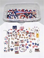 30+ ASSORTED PIECES OF PATRIOTIC RED, WHITE AND