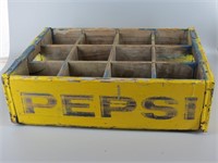 Vintage Yellow Wood PEPSI Bottle Crate