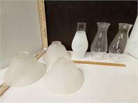 Assorted Oil Lamp Globes & Frosted Glass Shades