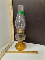 Glass Oil Lamp w/Amber Base