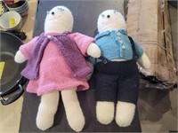 Two Crotchet Knitted Doll Couple