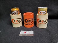 Lot of 3 A & W Rootbeer insulated foam Coozies