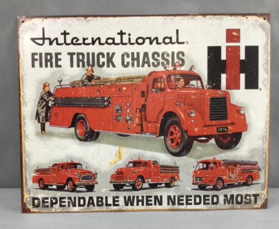 International fire truck chassis tin poster