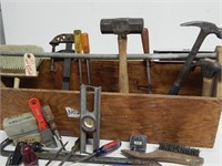 Wooden Tool Box w/Tools