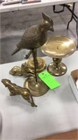Brass bird on stand , brass items