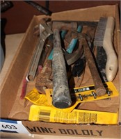HAMMERS, PLIERS, MISC. TOOLS BOX LOT
