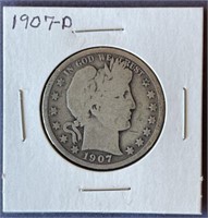 1907 D Barber Half Dollar