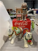 COCA COLA VILLAGE HOUSE, POLAR BEAR CANDLESTICKS