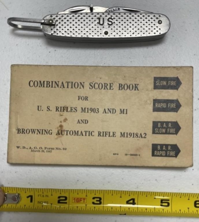 Military Rifle Scorebook & Pocket Knife