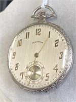 14k white gold Illinois 19J pocket watch.