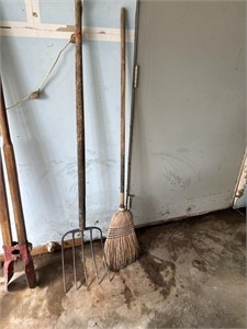 Broom and pitch fork