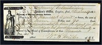 1865 Harrison County Indiana Cancelled Check