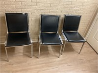 3 armless patient waiting chairs