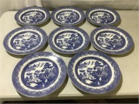 Churchill blue willow dinner plates - 8