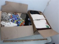 2 Large Boxes of Antique Clothing & Linen Material