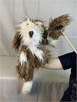 Brown & White Furry Dog Hand Puppet