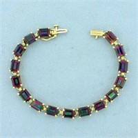 24ct Mystic Topaz Line Bracelet in 14K Yellow Gold