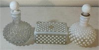 R - 3 PIECES MIXED VINTAGE HOBNAIL GLASS (B11)