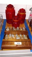 Spice Rack and Glass Canisters