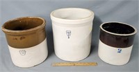 Lot of 3 Stoneware Crocks