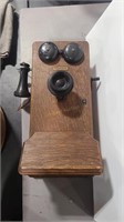 WESTERN ELECTRIC ANTIQUE WOODEN WALL PHONE