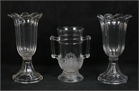 3 Pieces Pressed Glass