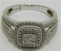 Sterling Silver Diamond Halo Ring