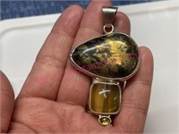 New Sterling silver Apache gold fluorite pendant