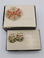 Sarah Coventry Clip Ons & Brooch w/ Box