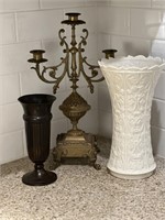 Lenox Wentworth Vase, Brass Candelabra, and more