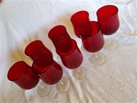 8 pcs of Fine ruby red crystal wine glasses twist