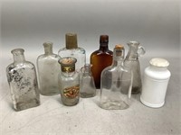Assorted Vintage Glass Bottles and Cruets