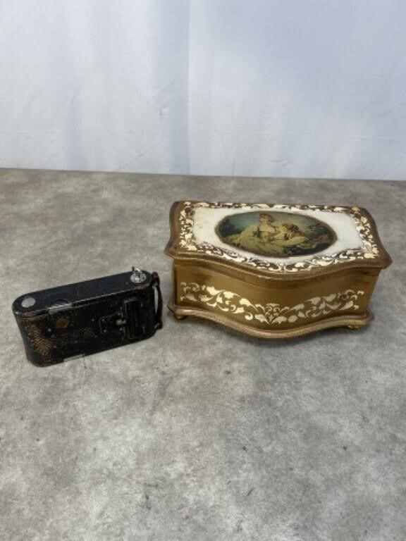 Kellerman Jewelry music box and vintage Kodak