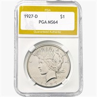 1927-D Silver Peace Dollar PGA MS64