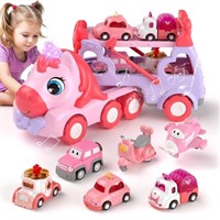 newcrave 7 in 1 Carrier Truck Cars for Girls, Todd