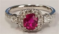 Platinum GIA certified Ruby & Diamond ring size 6.