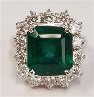 18K Emerald & Diamond ring size 5