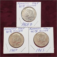 (3) 40% Kennedy Half Dollars
