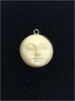 Round Moonface Pendant set in Sterling