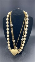 Vintage necklaces, ivory and gold colored