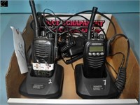 2 Kenwood UFH Hand Held Radios w/ Chargers & mic's