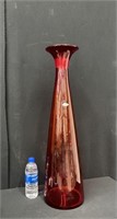Vintage 29" Blenko Red/Amber Glass Vase