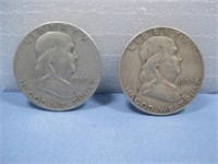 Two Franklin Silver Half Dollars 90% Silver