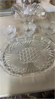 Clear Glass Tray, Sherbets, Center Bowl